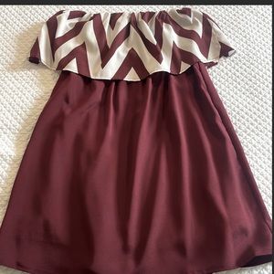 Maroon and white dress